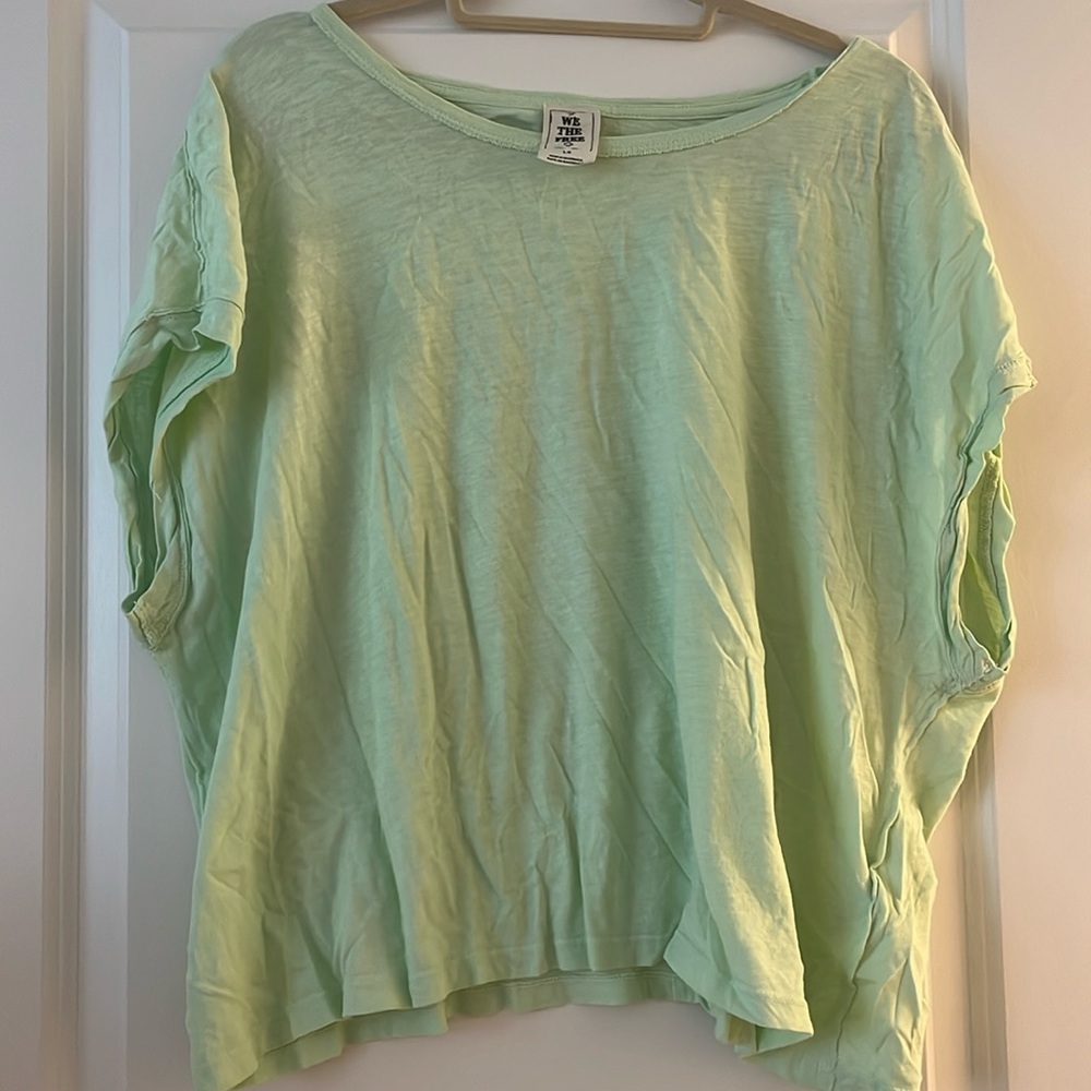 Free People Light Green Short Sleeve Tee